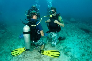 Dive Students Receiving Tuition From A Professional Dive Instructor